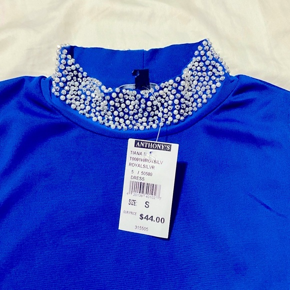 TIANA B Brilliant sapphire, lined, swing dress w/stand up collar SZ S. NWT - Picture 6 of 7